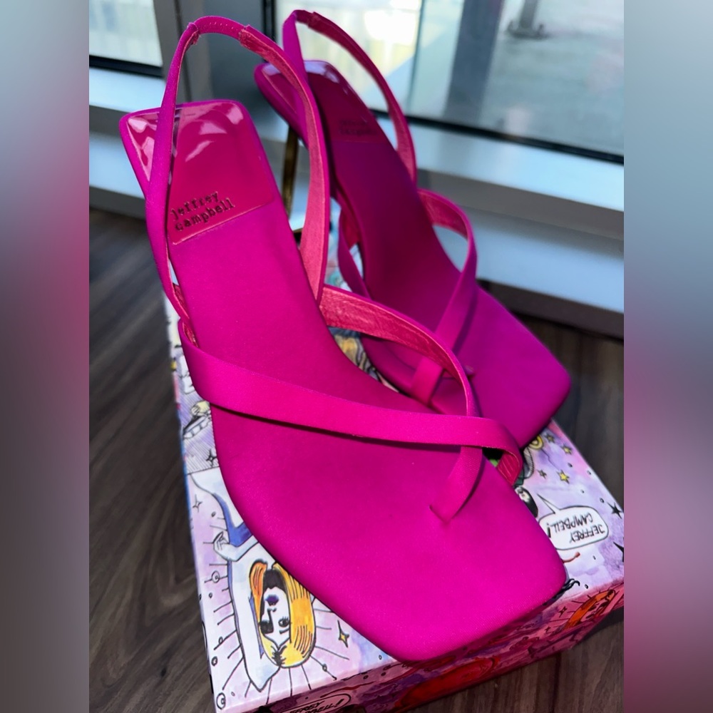 Jeffery Campbell Mercantile Slingback Sandal in Fuchsia w/ Gold Hardware Size 10